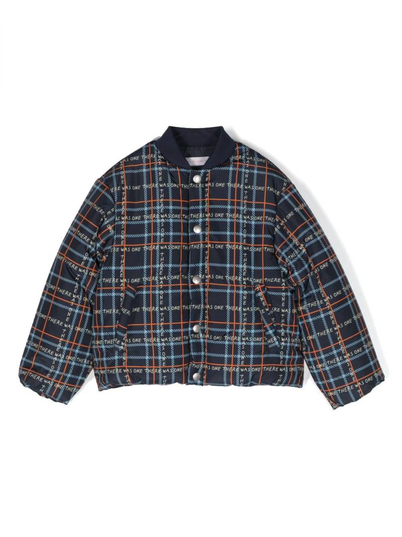 There Was One Kids tartan-print padded bomber jacket - Blue von There Was One Kids