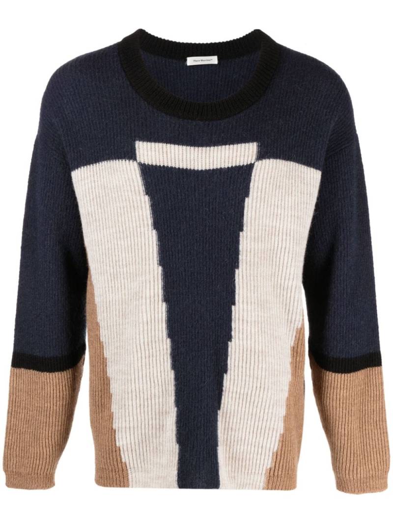 There Was One colour-block intarsia jumper - Blue von There Was One