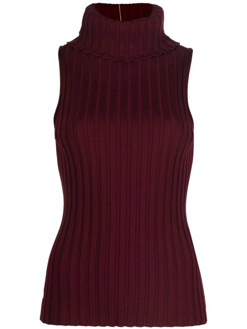 There Was One roll-neck sleeveless ribbed-knit top - Red von There Was One