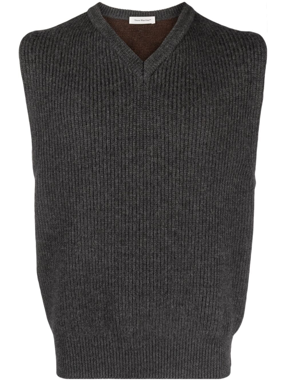 There Was One two-tone ribbed-knit vest - Grey von There Was One