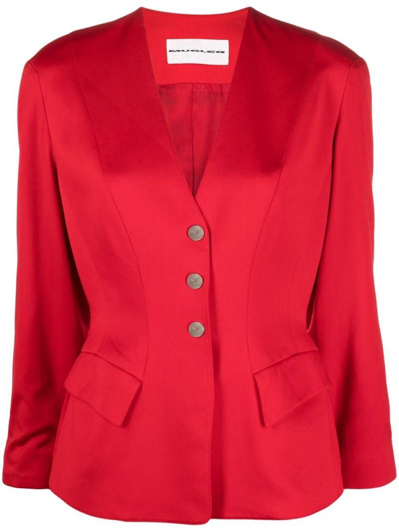 Thierry Mugler Pre-Owned V-neck buttoned blazer - Red von Thierry Mugler Pre-Owned