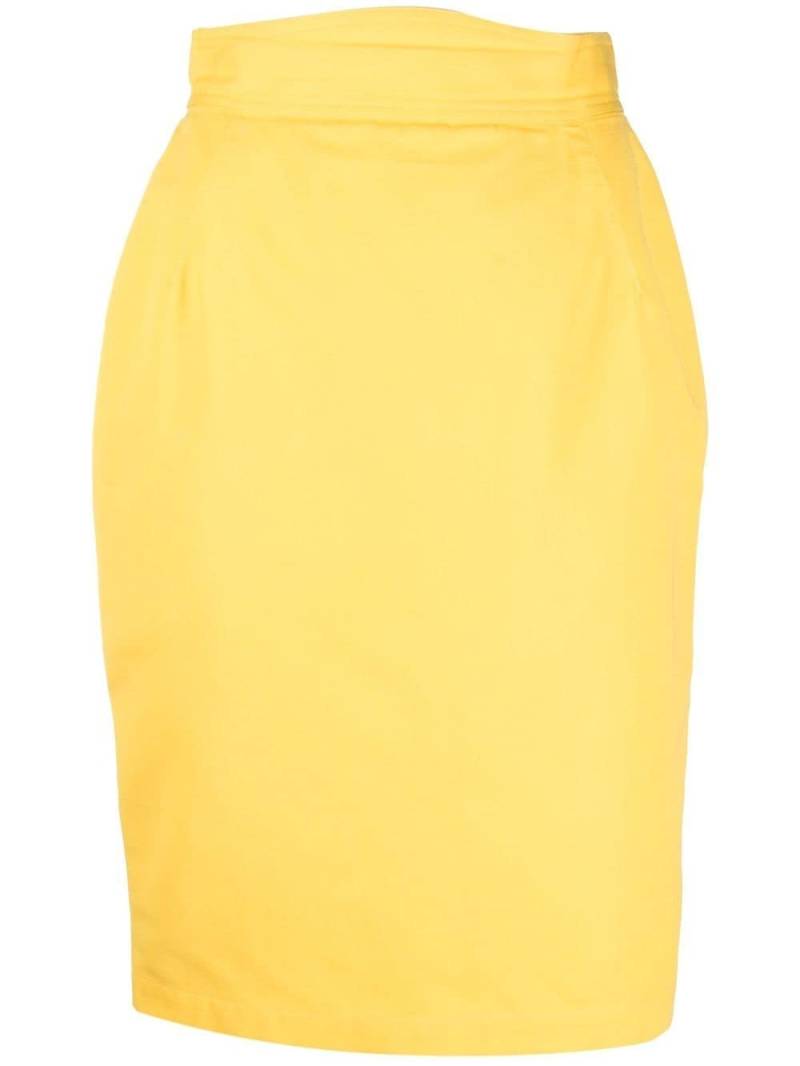 Thierry Mugler Pre-Owned asymmetric waistband pencil skirt - Yellow von Thierry Mugler Pre-Owned