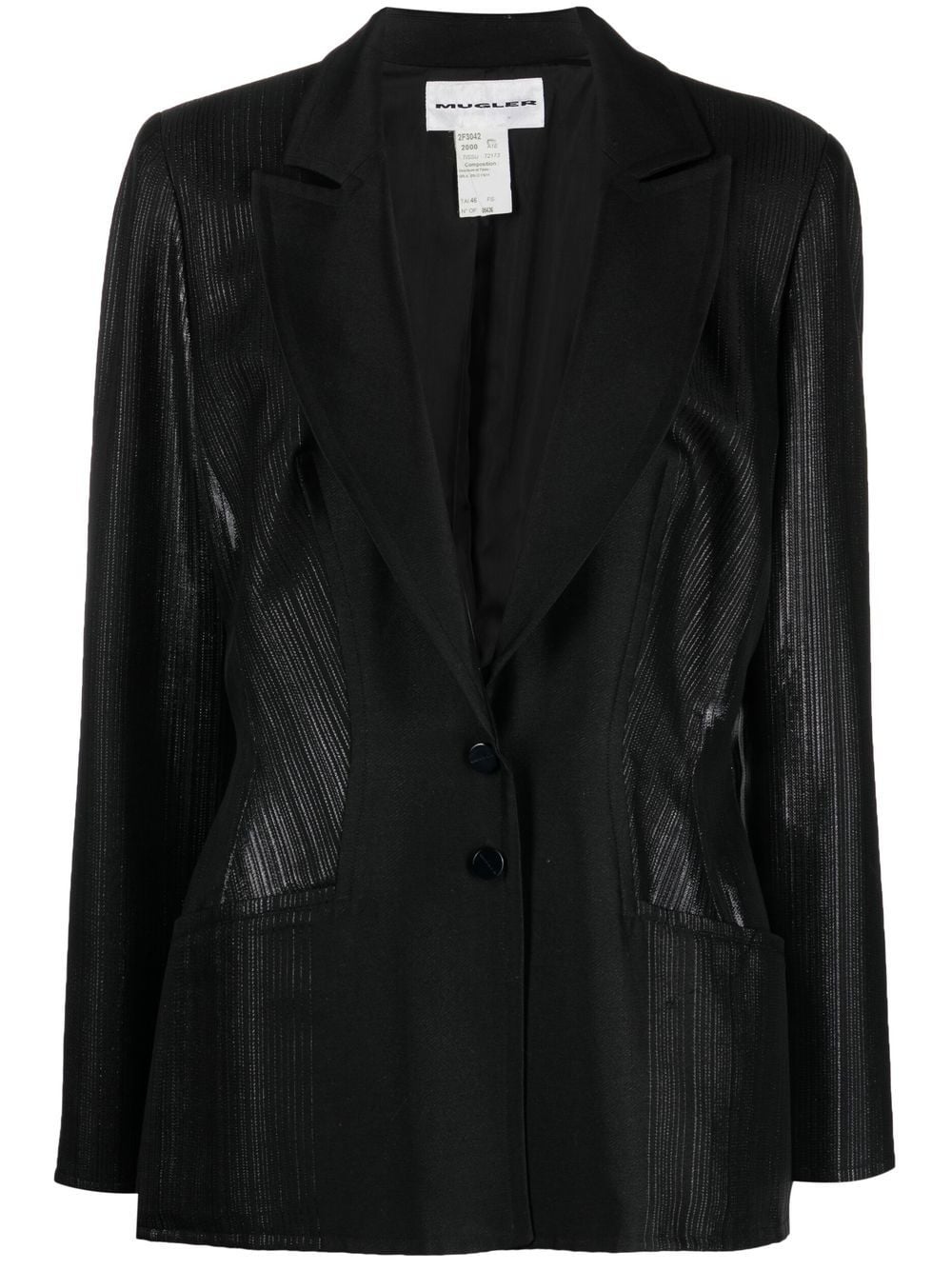 Thierry Mugler Pre-Owned notched lapels panelled blazer - Black von Thierry Mugler Pre-Owned