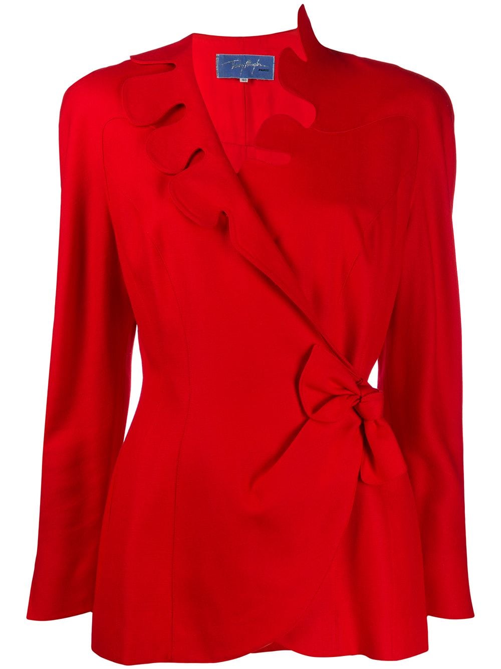 Thierry Mugler Pre-Owned scalloped neck wrap jacket - Red von Thierry Mugler Pre-Owned