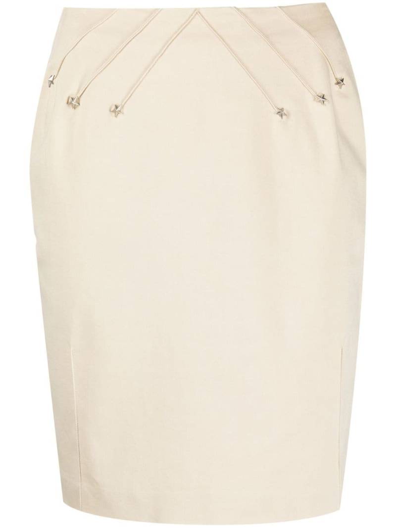 Thierry Mugler Pre-Owned star appliqué straight-cut skirt - Neutrals von Thierry Mugler Pre-Owned