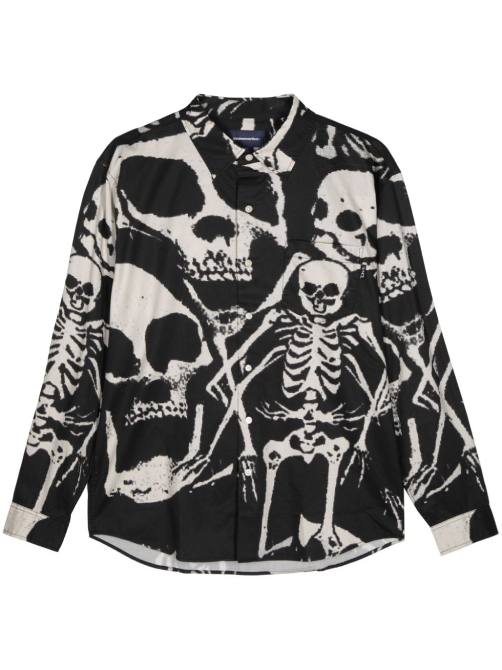 This Is Never That skeleton-print cotton shirt - Black