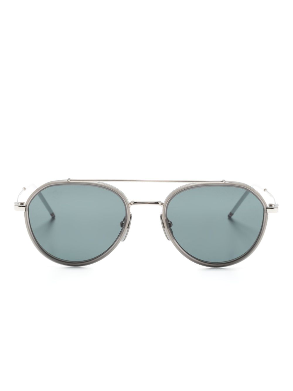 Thom Browne Eyewear logo-engraved pilot-frame sunglasses - Silver von Thom Browne Eyewear