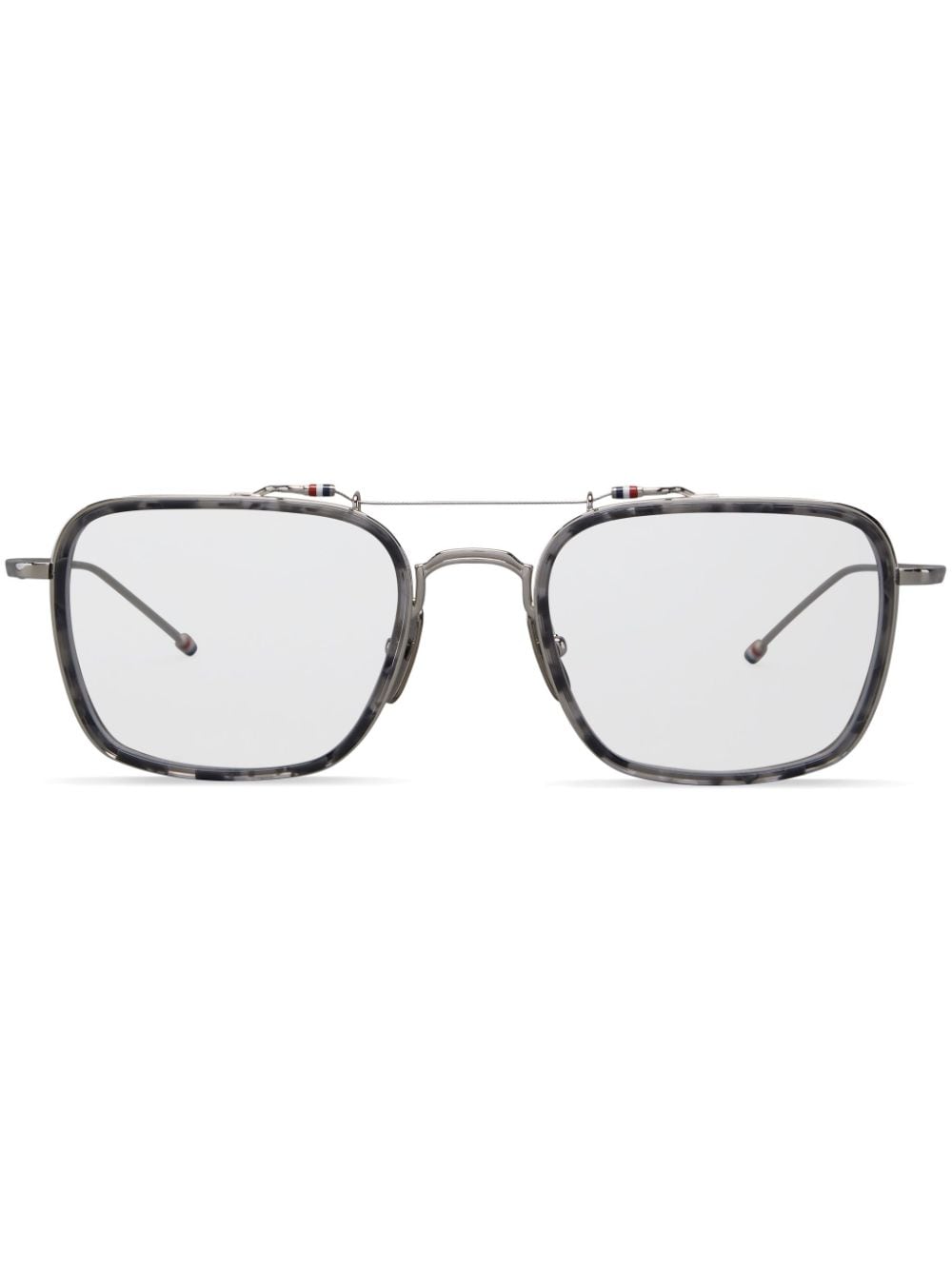 Thom Browne Eyewear tortoiseshell rectangular-frame glasses - Grey von Thom Browne Eyewear