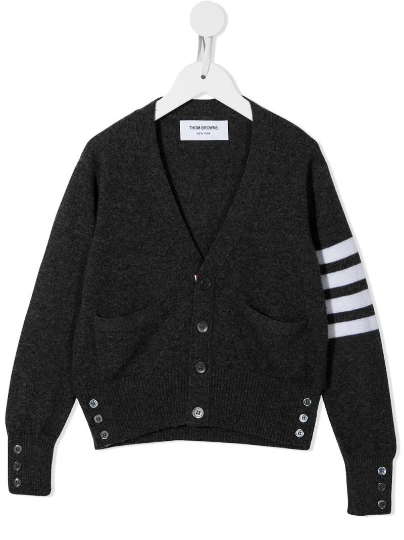 Thom Browne Kids 4-Bar V-neck cardigan - Grey von Thom Browne Kids