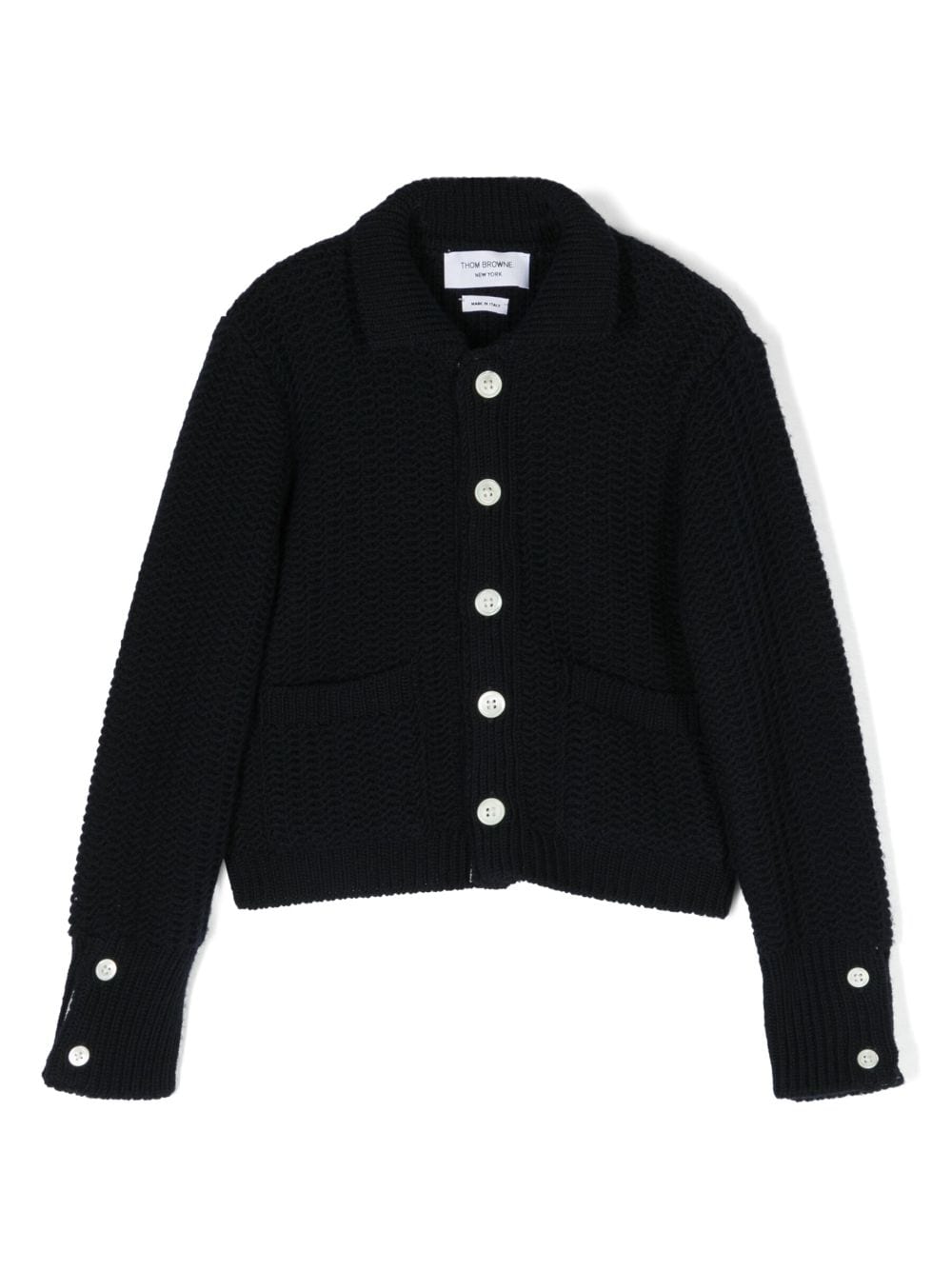 Thom Browne Kids chunky-knit button-up cardigan - Blue von Thom Browne Kids