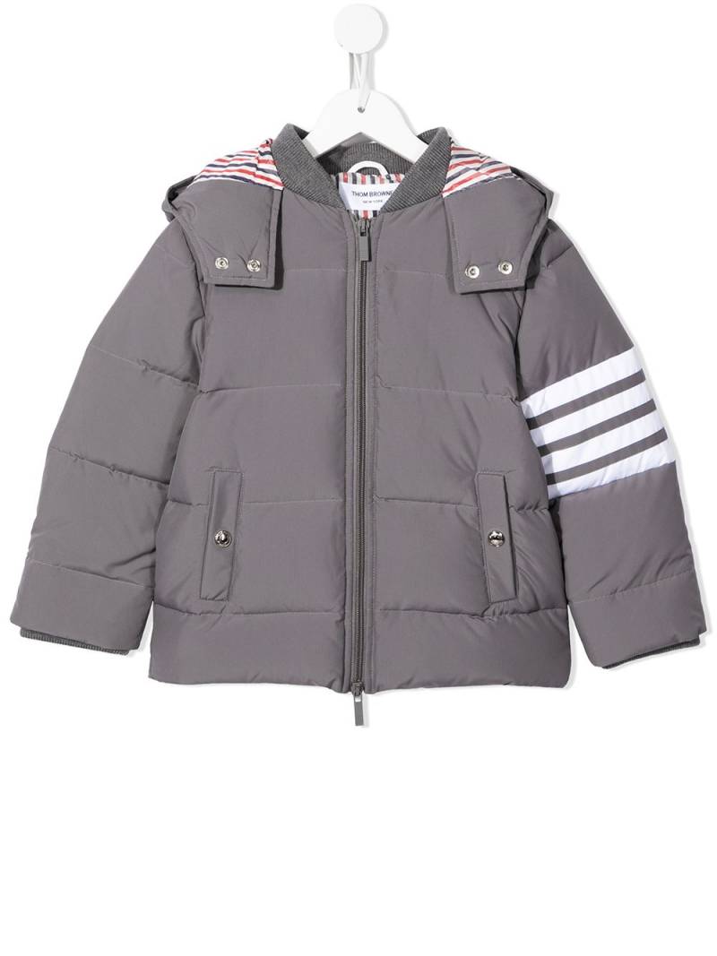 Thom Browne Kids downfilled hooded 4-Bar parka - Grey von Thom Browne Kids