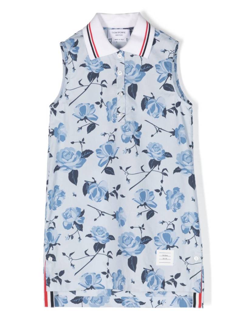 Thom Browne Kids floral-print cotton polo dress - Blue von Thom Browne Kids