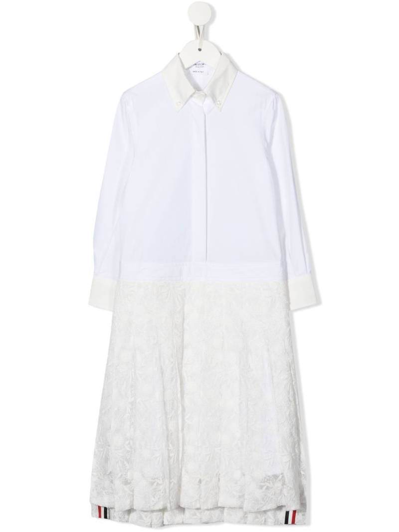 Thom Browne Kids lace-detail shirt dress - White von Thom Browne Kids