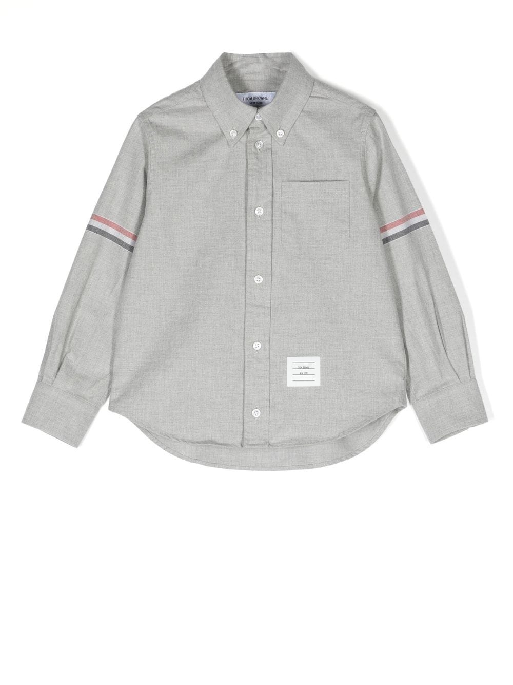Thom Browne Kids stripe-detail cotton shirt - Grey von Thom Browne Kids