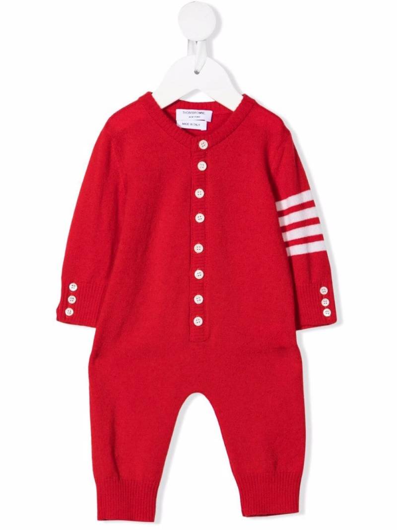 Thom Browne Kids stripe-print buttoned babygrow - Red von Thom Browne Kids