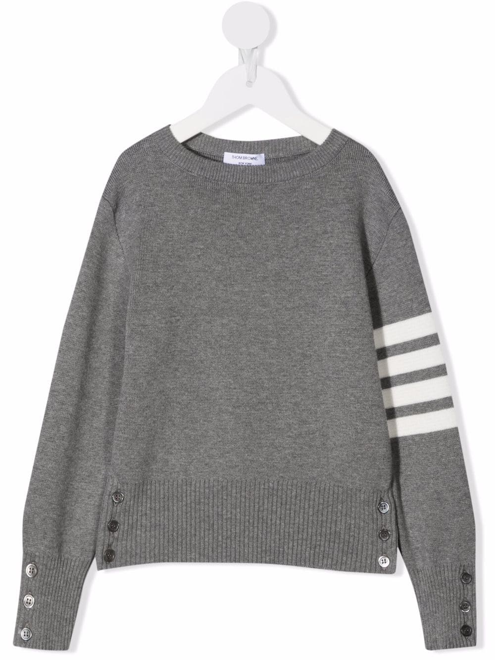 Thom Browne Kids stripe-print cotton sweater - Grey von Thom Browne Kids