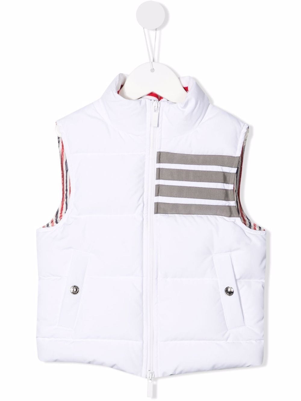 Thom Browne Kids stripe-print down gilet - White von Thom Browne Kids