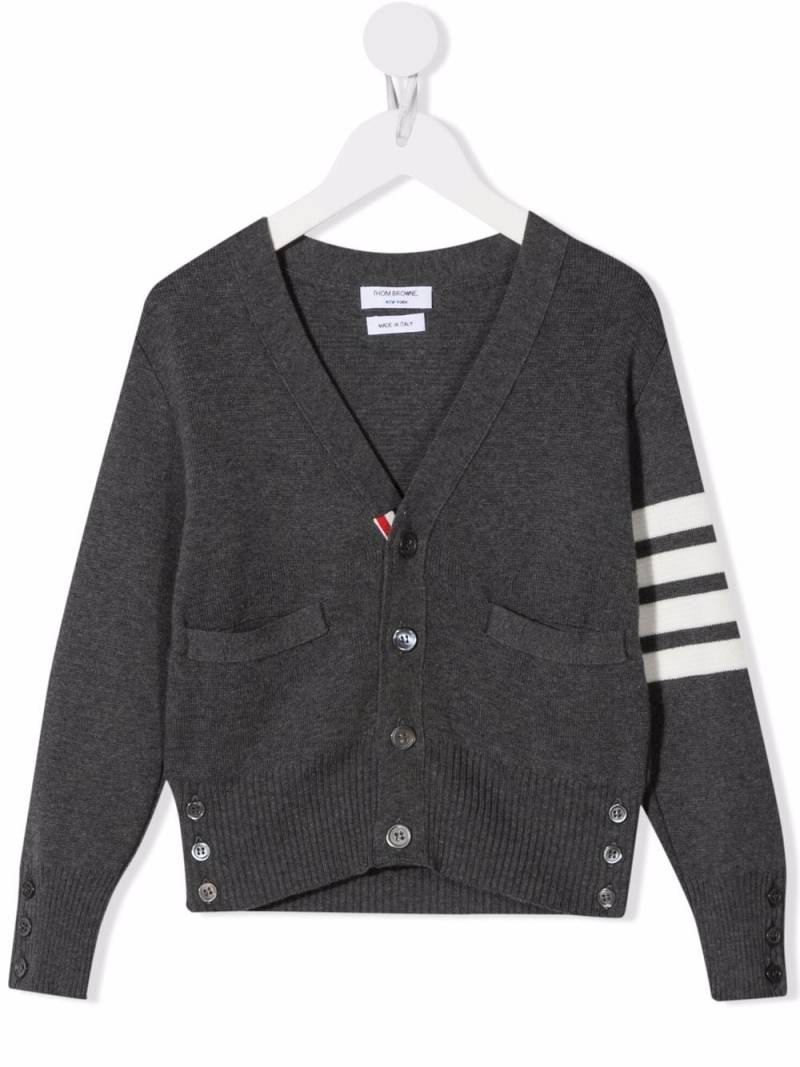 Thom Browne Kids striped-sleeve cardigan - Grey von Thom Browne Kids