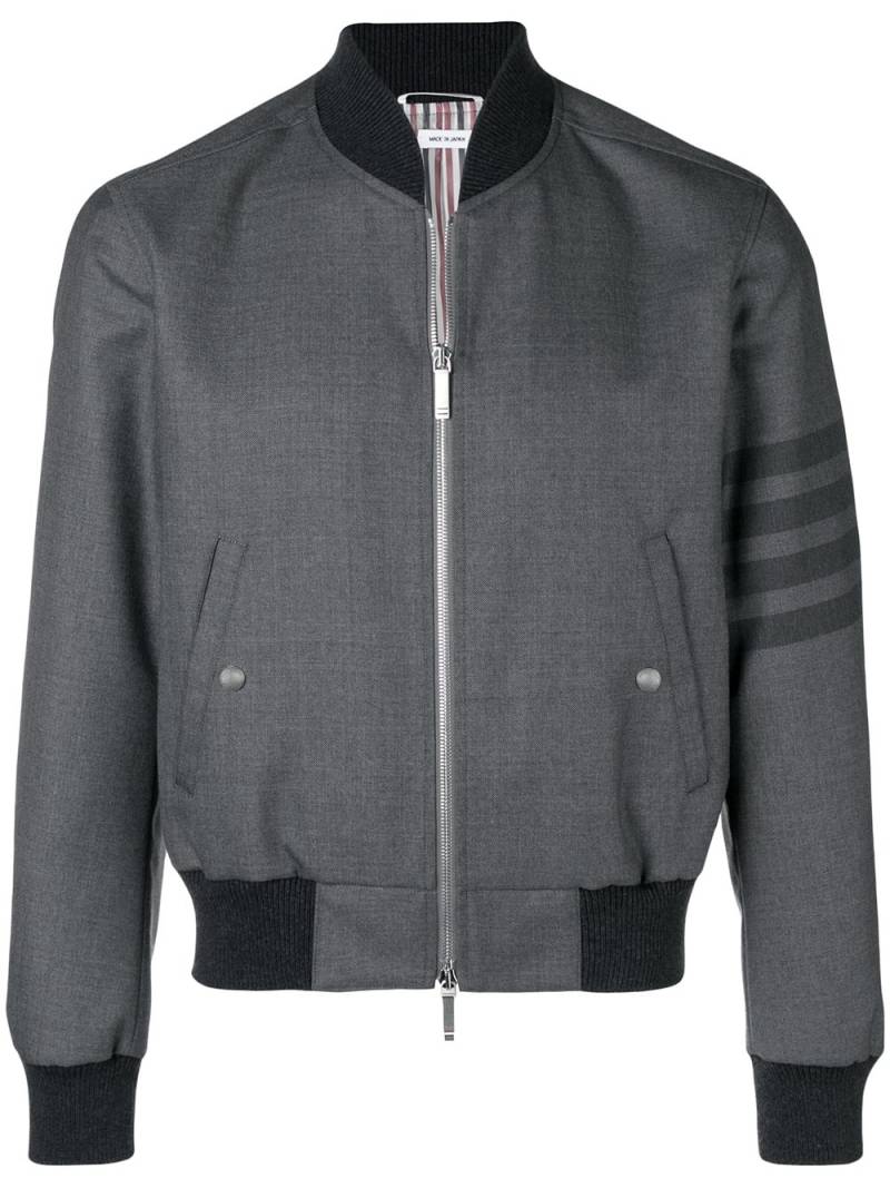 Thom Browne 4-Bar Ribbed Knit Blouson Jacket - Grey von Thom Browne