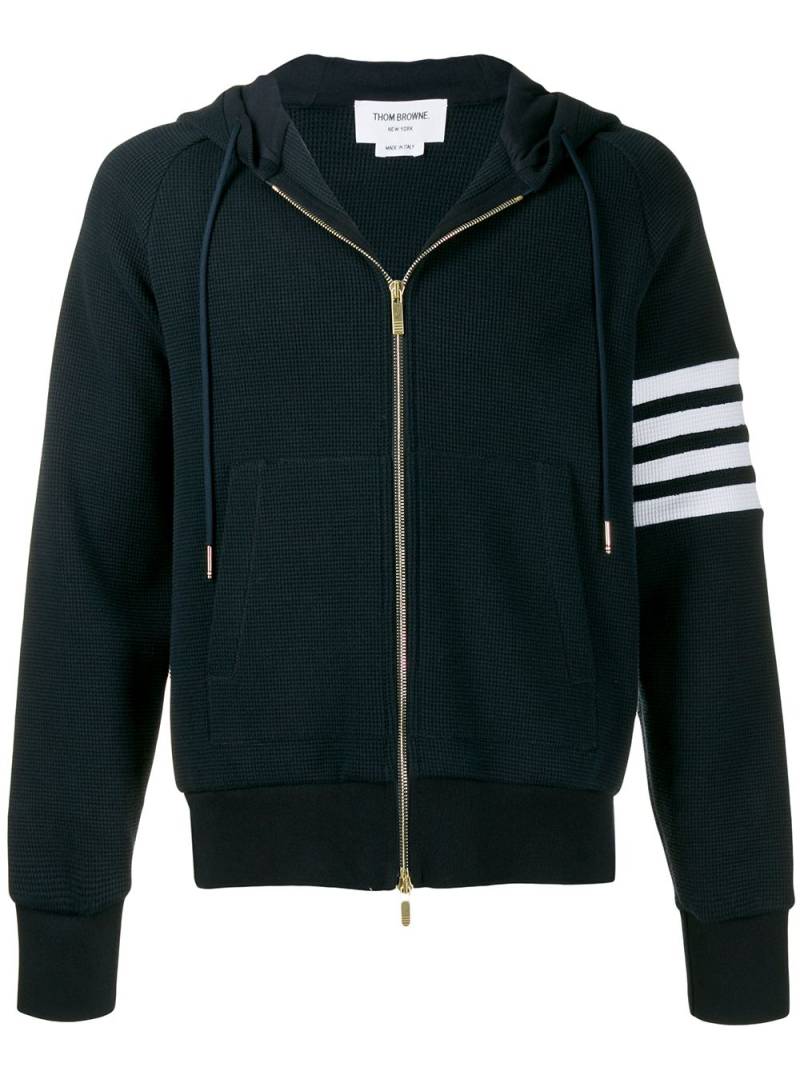 Thom Browne 4-Bar raglan-sleeve waffle stitch hoodie - Blue von Thom Browne