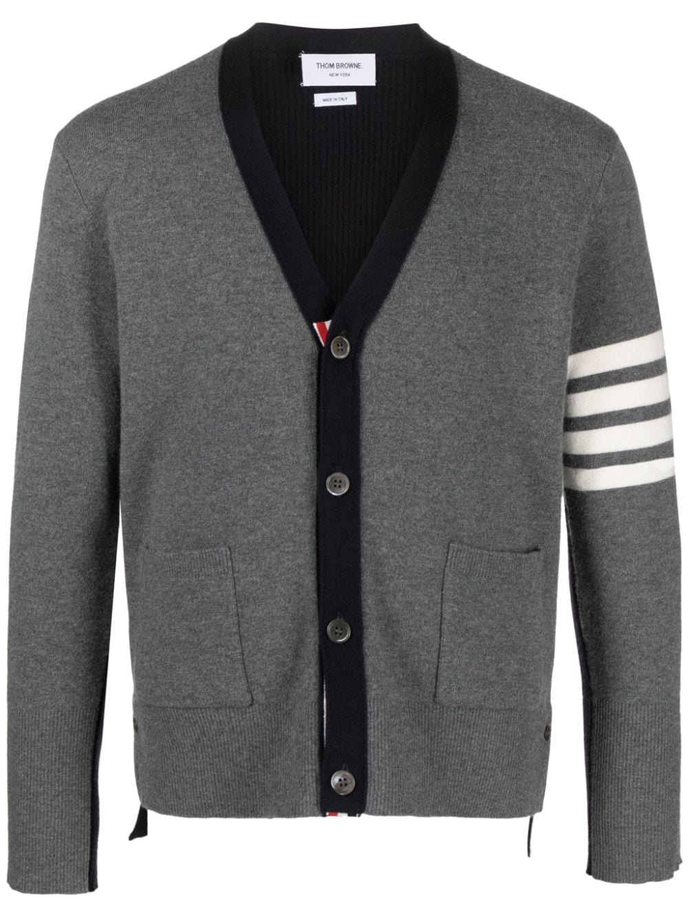 Thom Browne 4-Bar Stripes intarsia-knit cardigan - Grey von Thom Browne