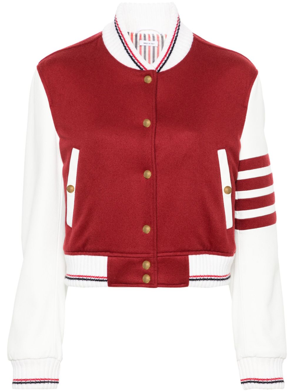 Thom Browne 4-Bar Stripes varsity jacket - Red von Thom Browne