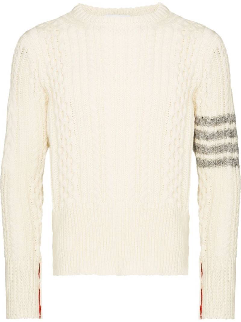 Thom Browne 4-Bar cable-knit jumper - Neutrals von Thom Browne