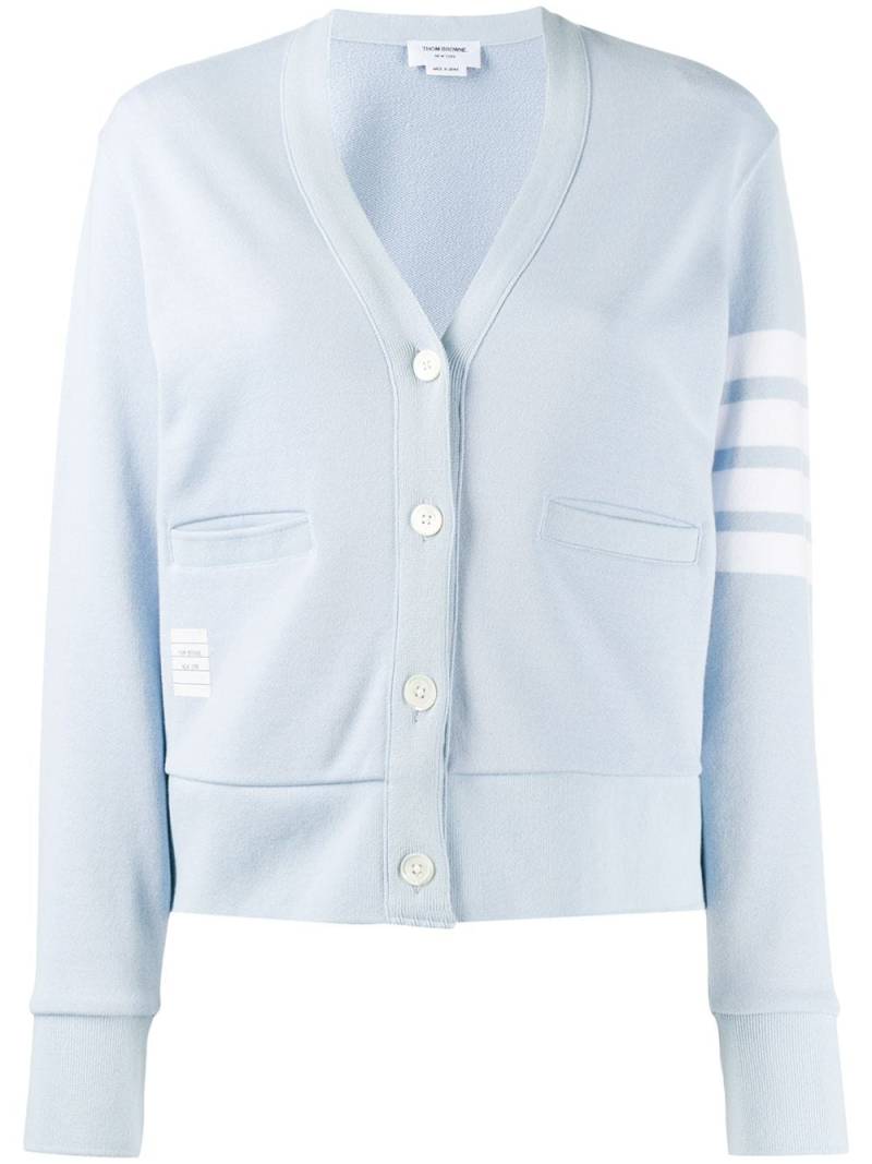 Thom Browne 4-Bar loopback V-neck cardigan - Blue von Thom Browne