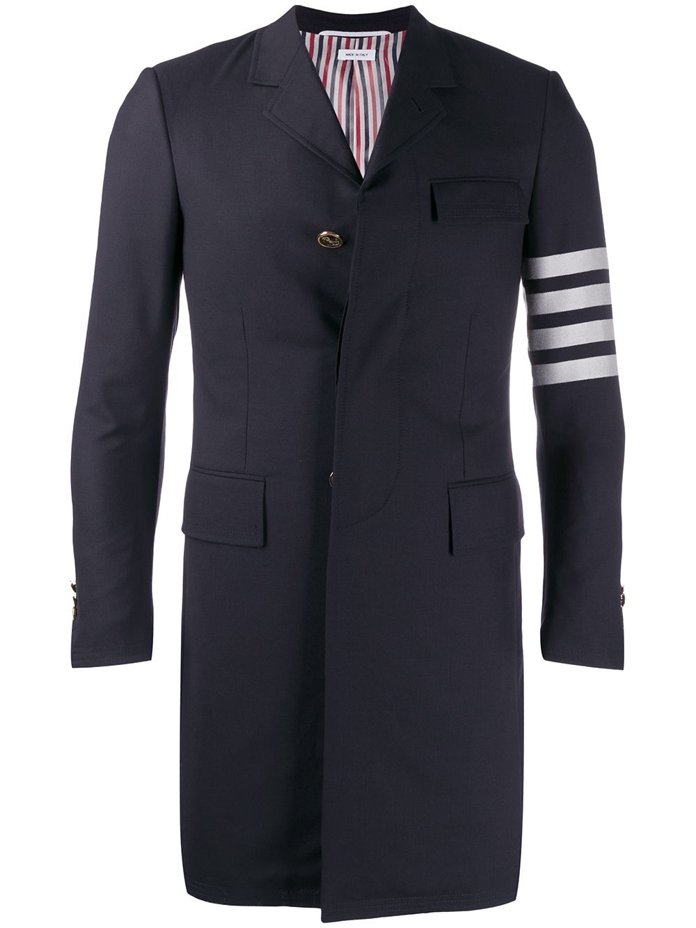 Thom Browne 4-Bar plain weave suiting overcoat - Blue von Thom Browne