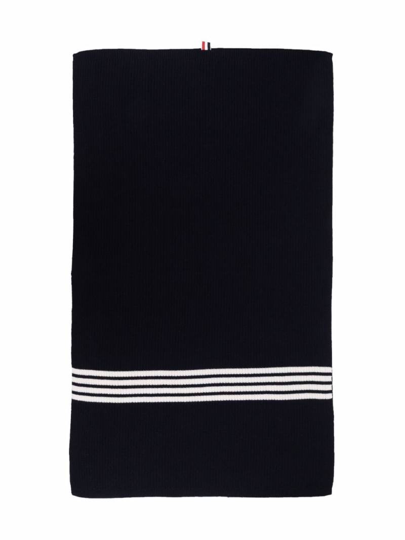 Thom Browne Kids 4-Bar ribbed-knit wool blanket - Blue von Thom Browne Kids