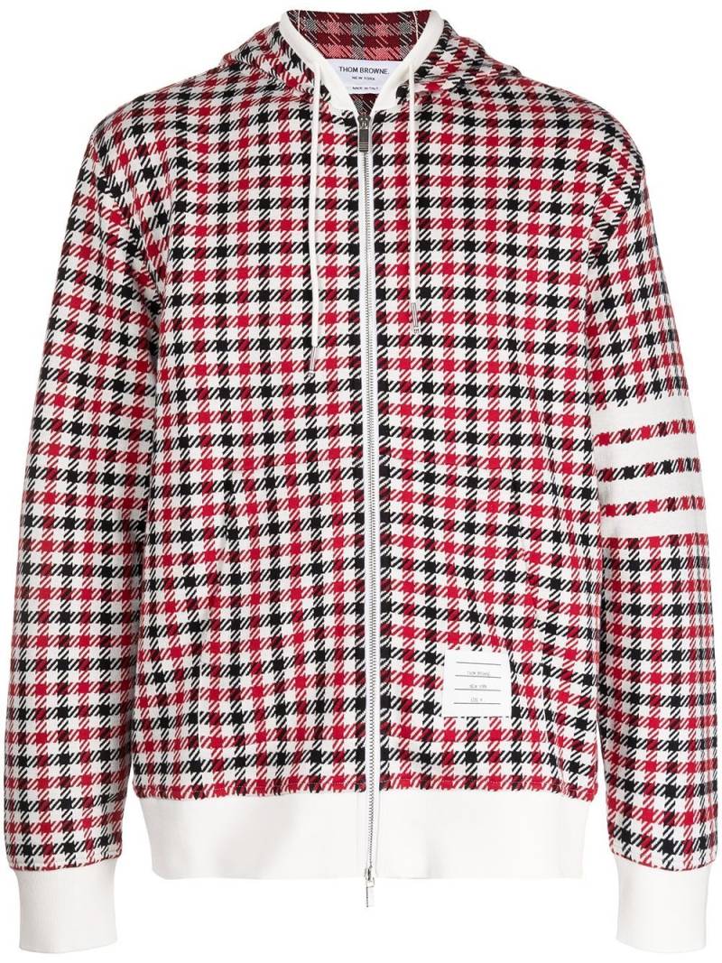 Thom Browne 4-Bar stripe check-print hoodie - Red von Thom Browne