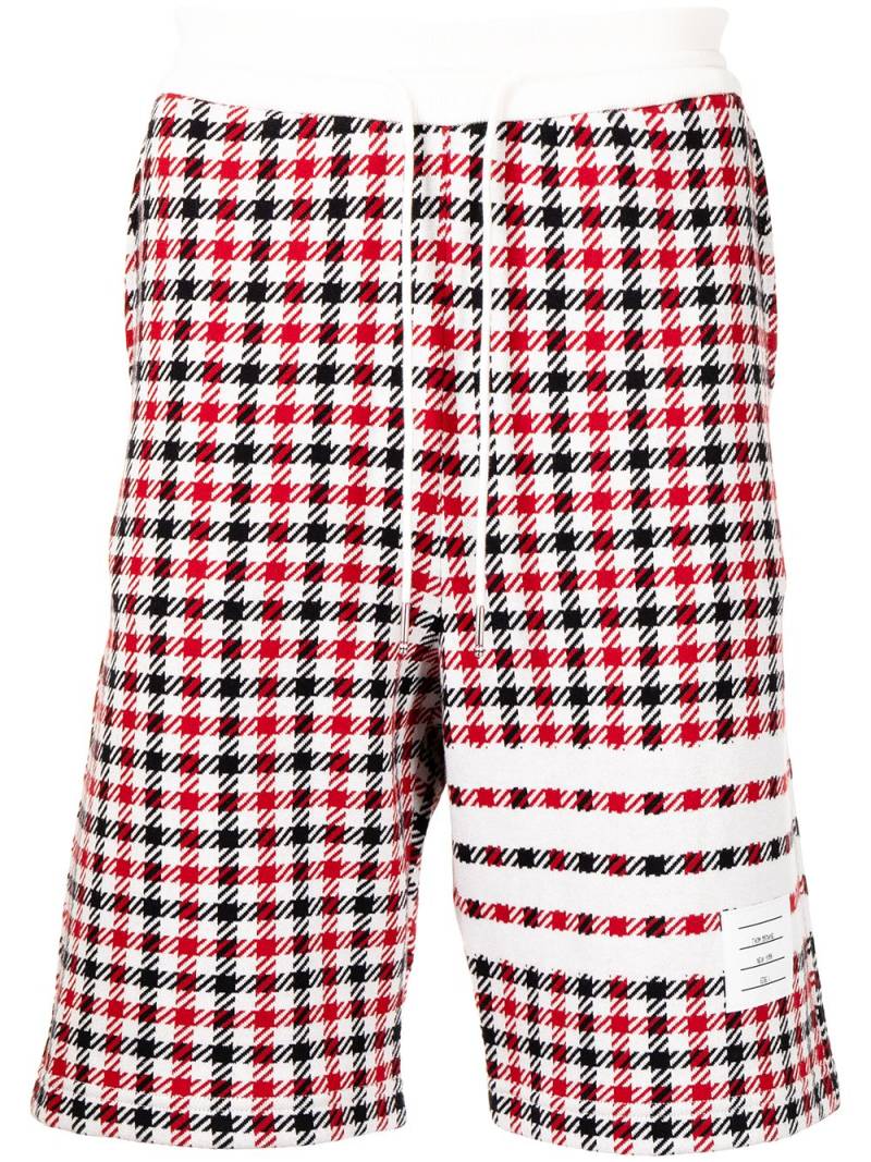 Thom Browne 4-Bar stripe checked shorts - Red von Thom Browne