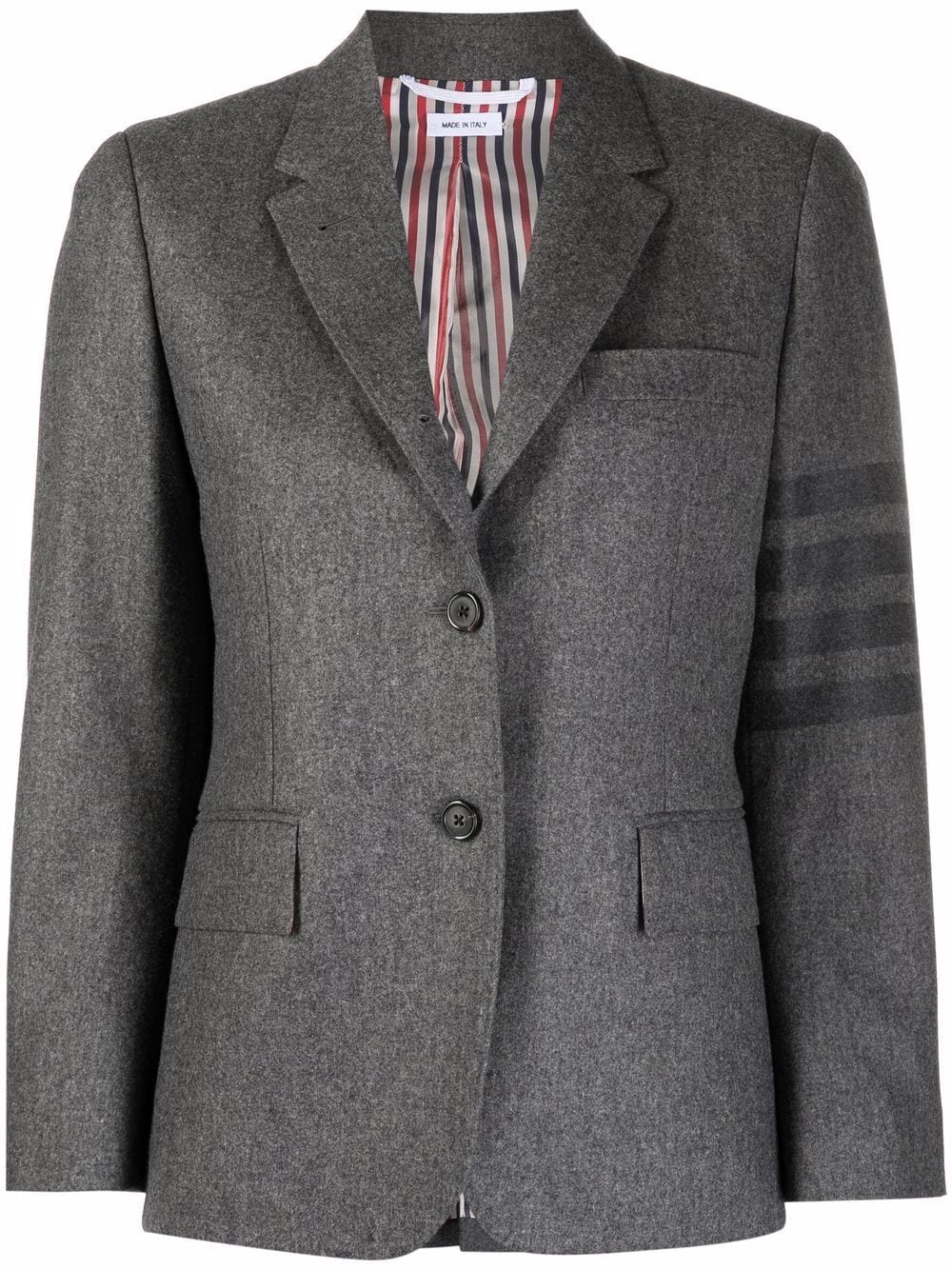 Thom Browne 4-Bar stripe cropped button-front blazer - 035 MED GREY von Thom Browne