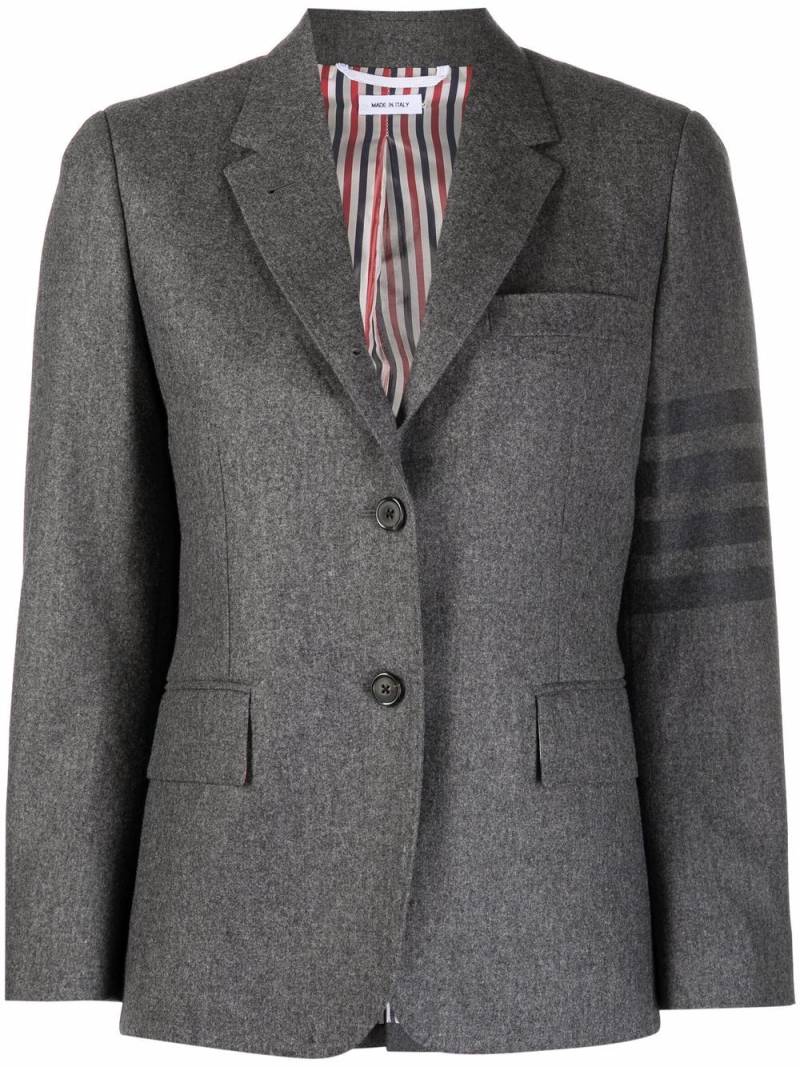 Thom Browne 4-Bar stripe cropped button-front blazer - Grey von Thom Browne