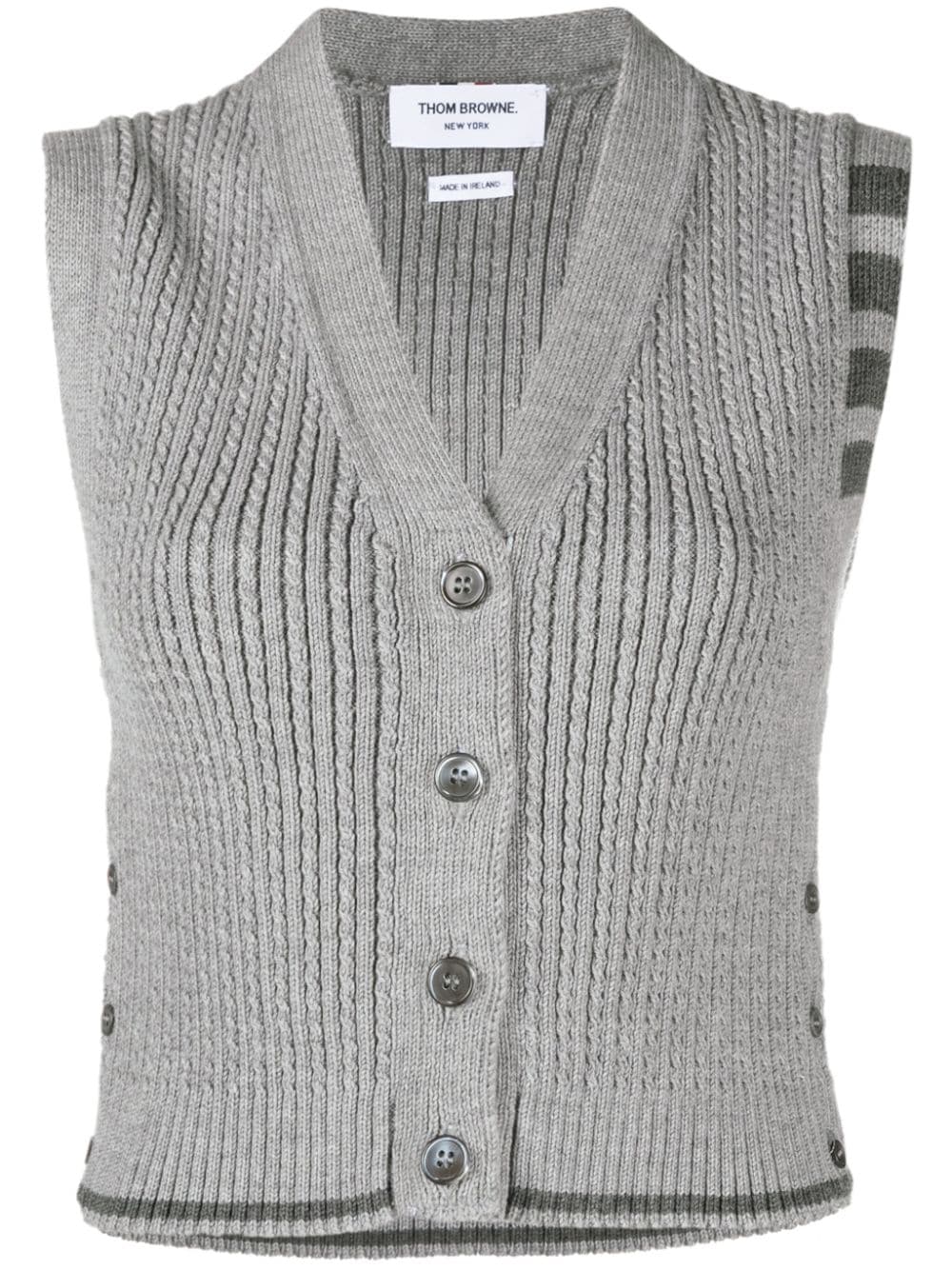 Thom Browne 4-Bar stripe intarsia-knit vest - Grey von Thom Browne