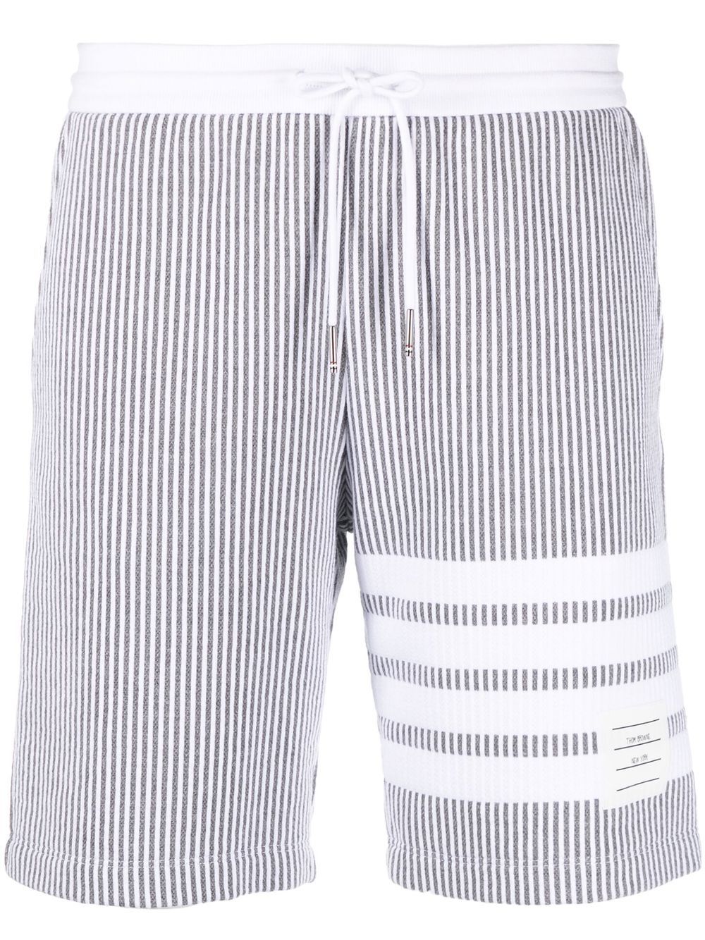 Thom Browne 4-Bar stripe seersucker shorts - Grey von Thom Browne