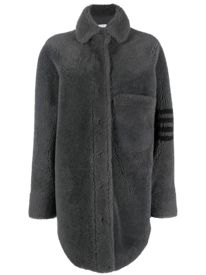 Thom Browne 4-Bar stripe shearling jacket - Grey von Thom Browne