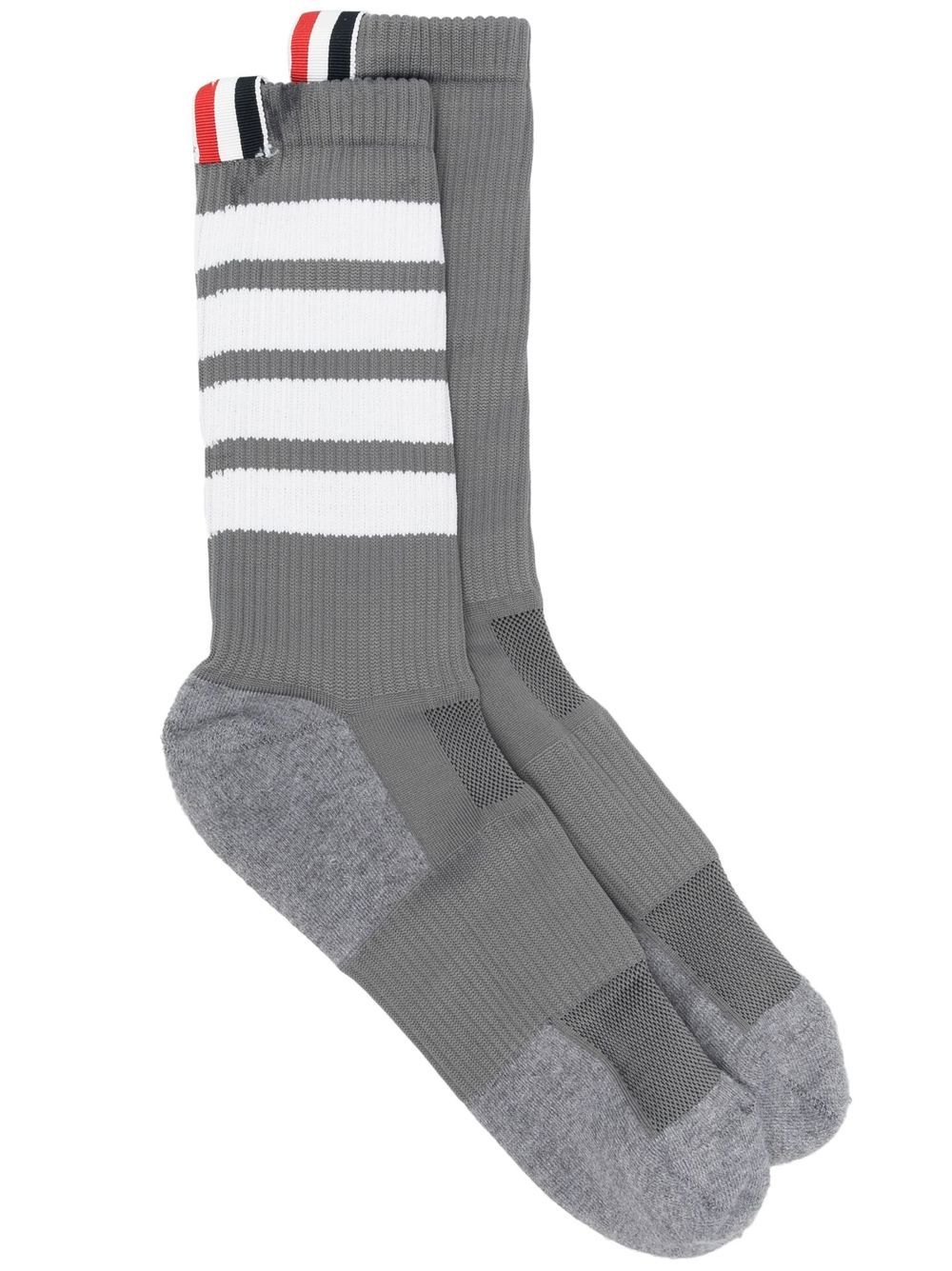 Thom Browne 4-Bar stripe socks - Grey von Thom Browne