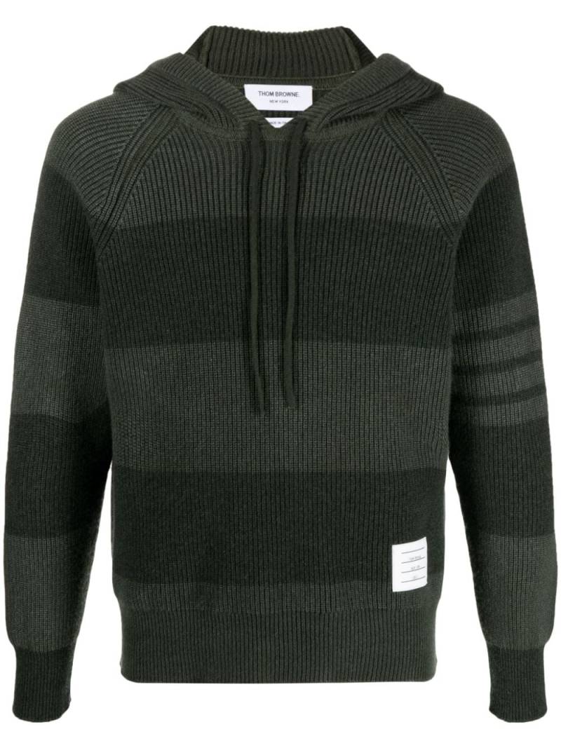 Thom Browne 4-Bar striped cashmere hoodie - Green von Thom Browne