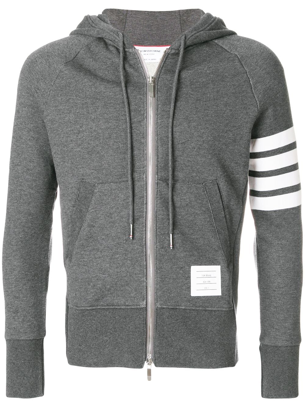 Thom Browne Engineered 4-Bar Zip-Up Jersey Hoodie - Grey von Thom Browne