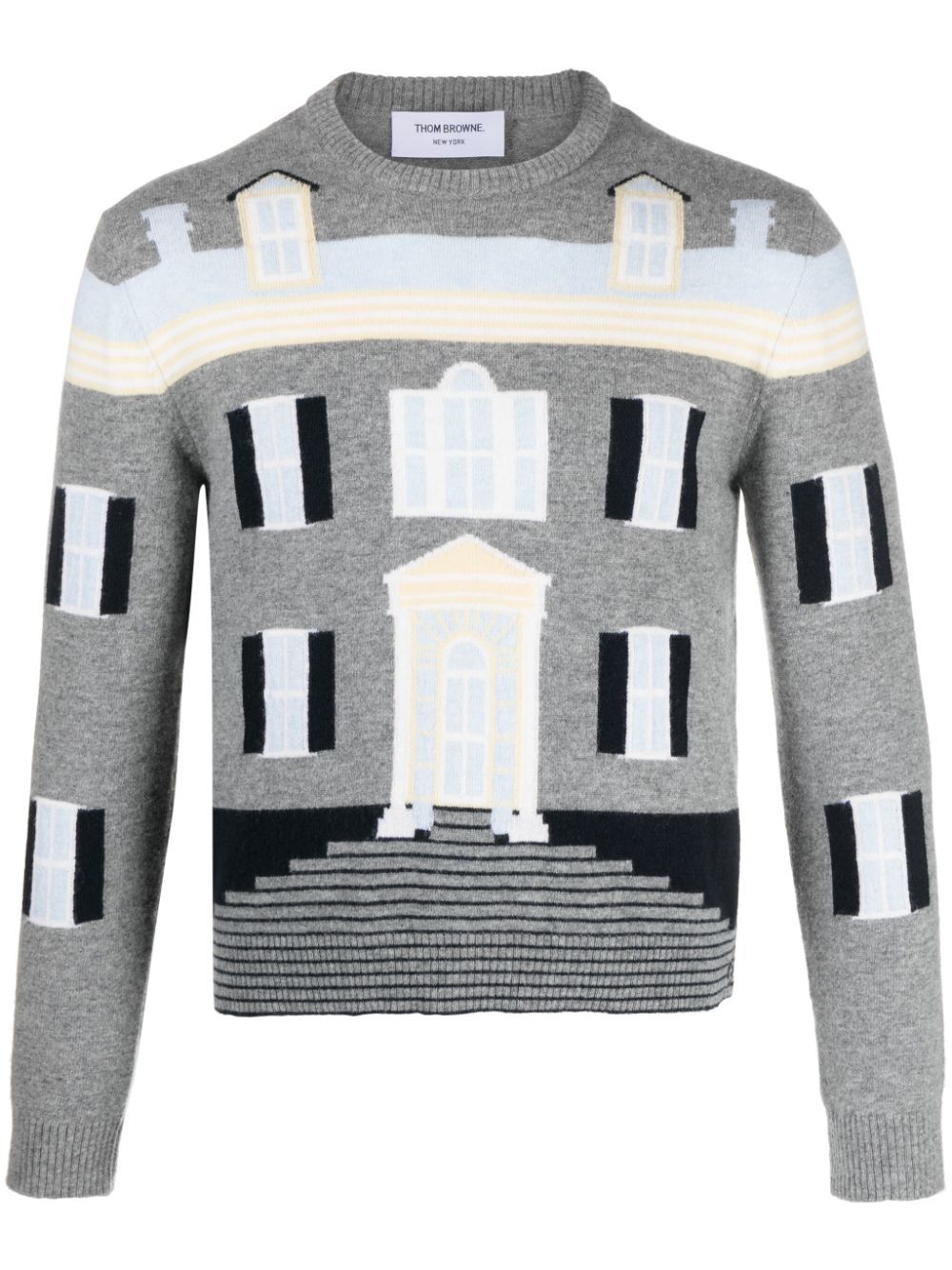 Thom Browne House intarsia-knit wool jumper - Grey von Thom Browne