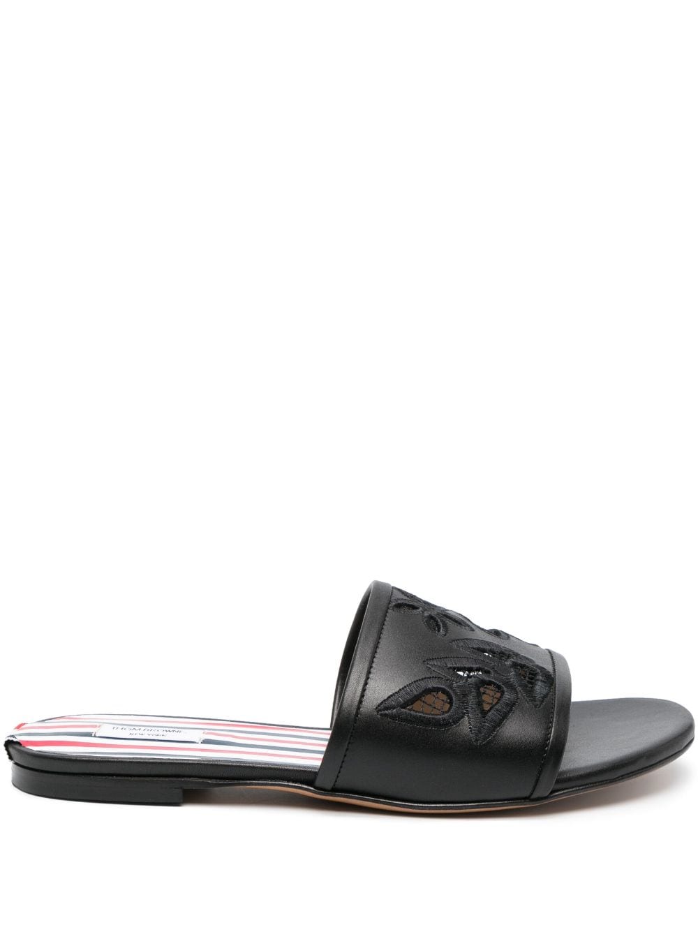 Thom Browne Icon Claquette leather slides - Black von Thom Browne