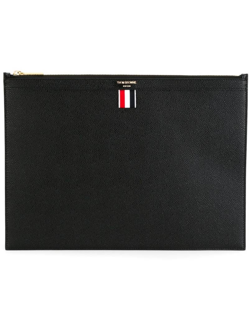 Thom Browne logo-stamp leather document holder - Black von Thom Browne