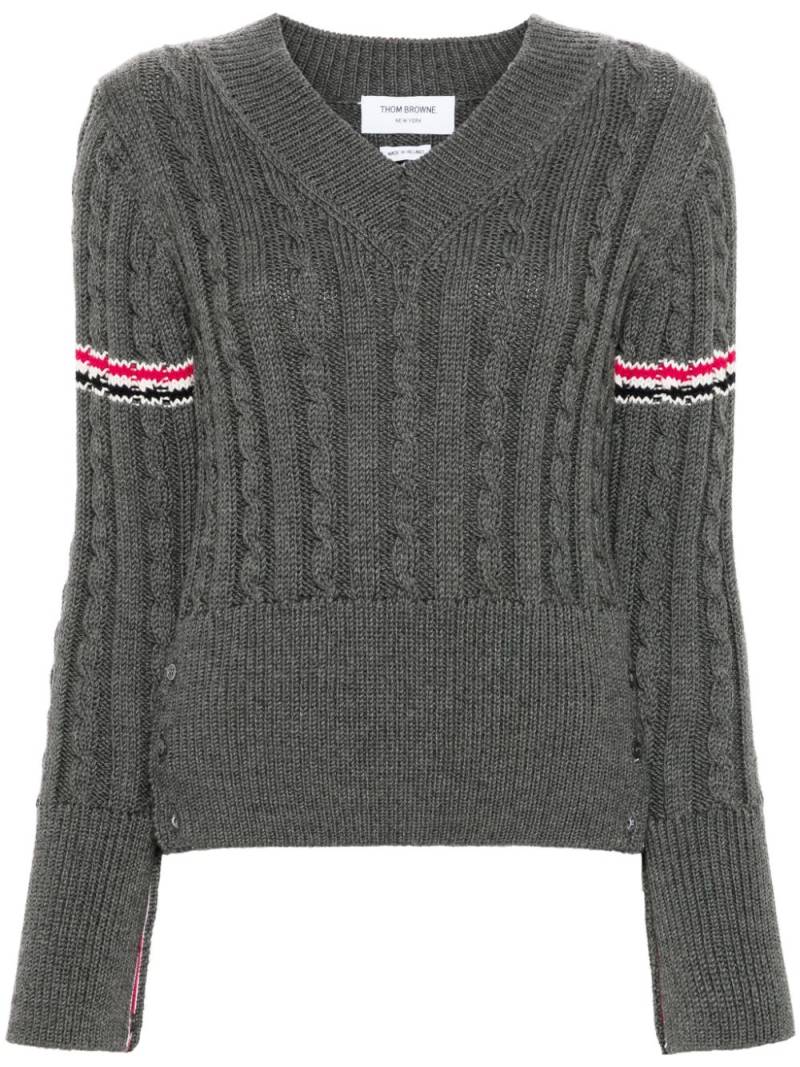 Thom Browne RWB-stripe cable-knit jumper - Grey von Thom Browne