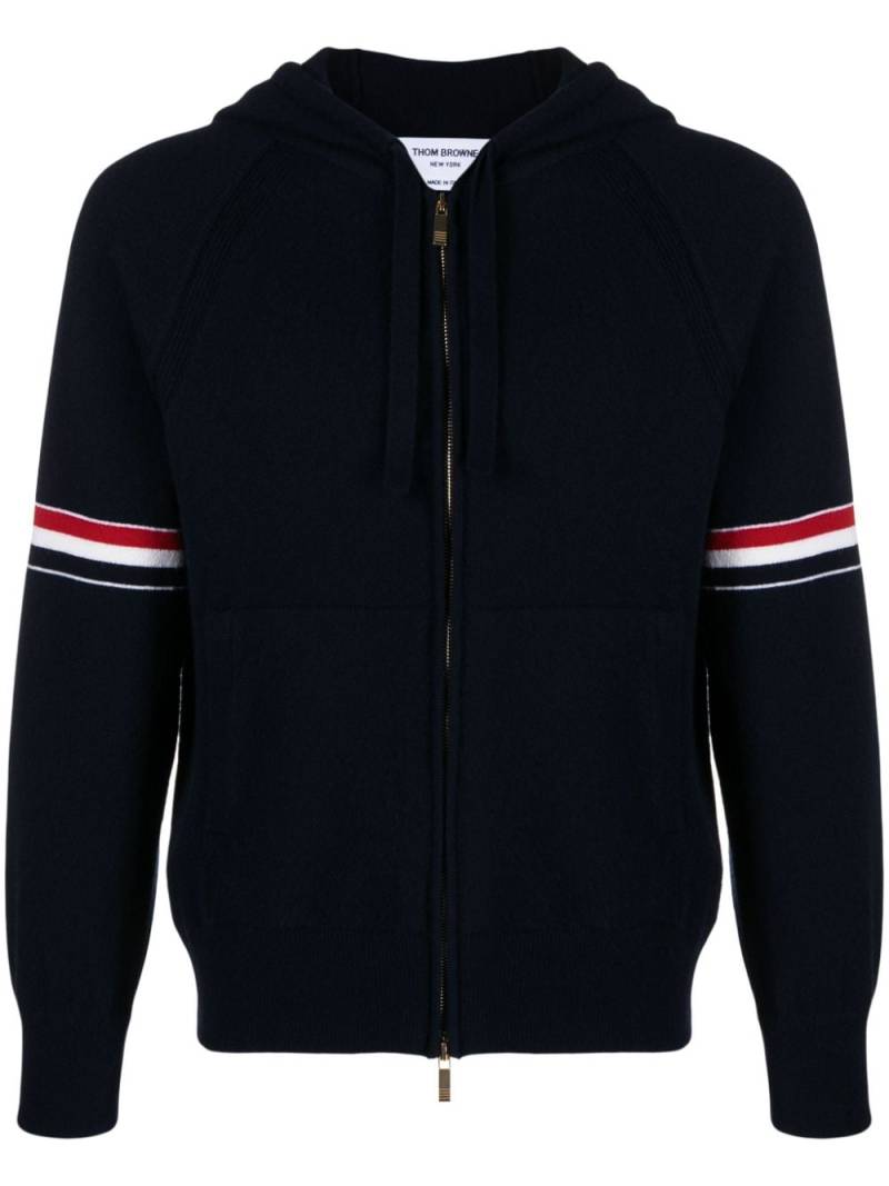 Thom Browne RWB stripe cashmere hoodie - Black von Thom Browne