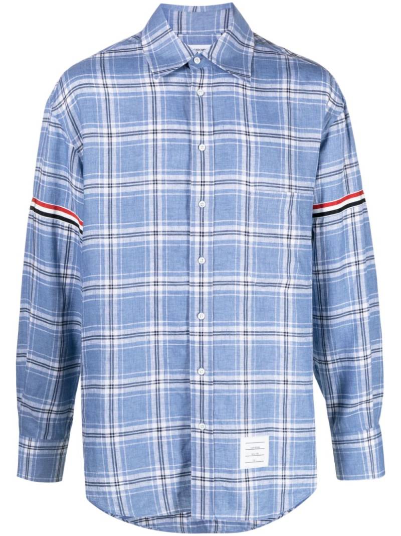 Thom Browne RWB stripe checked linen shirt - Blue von Thom Browne