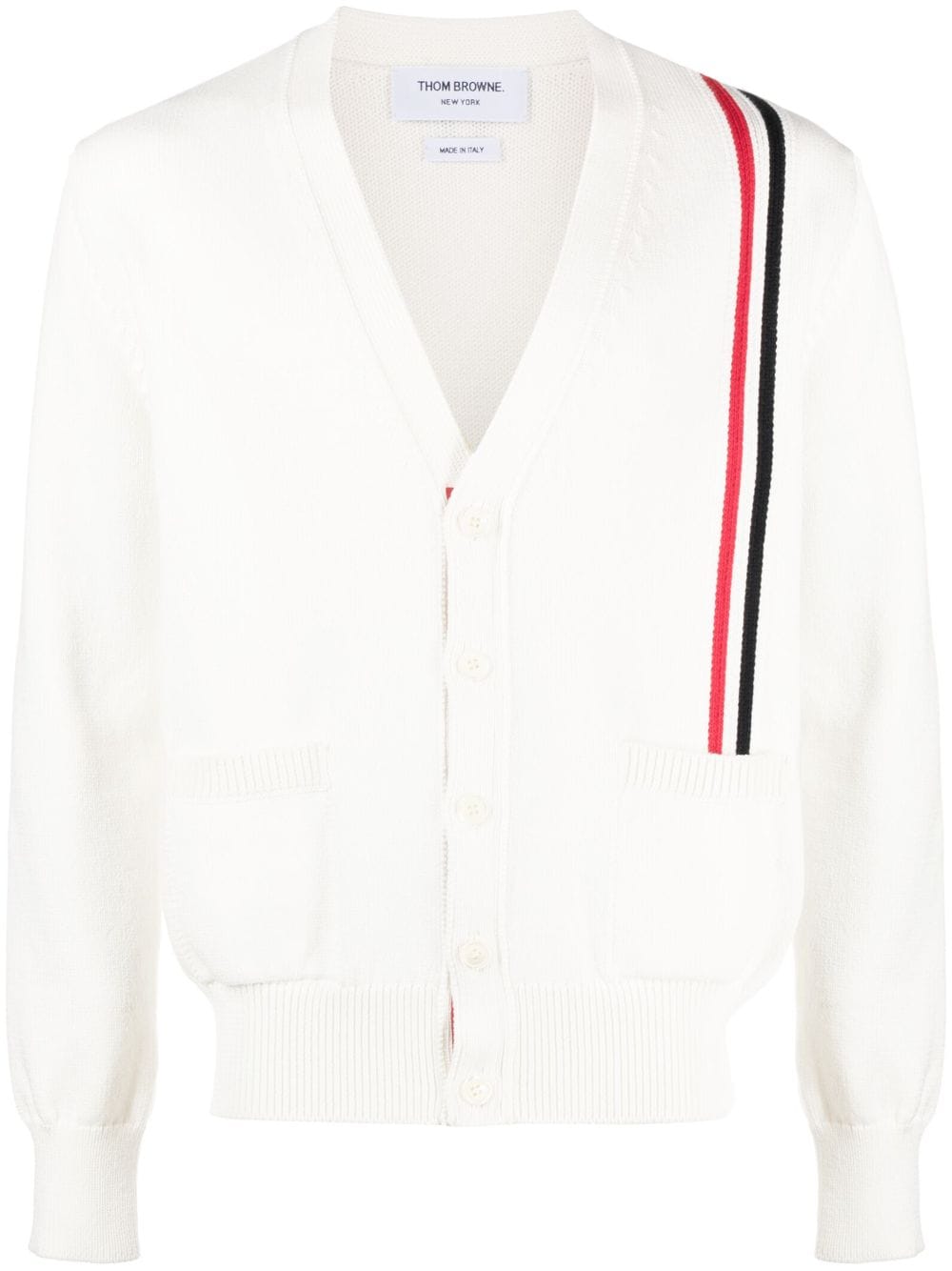 Thom Browne RWB stripe intarsia cotton cardigan - White von Thom Browne