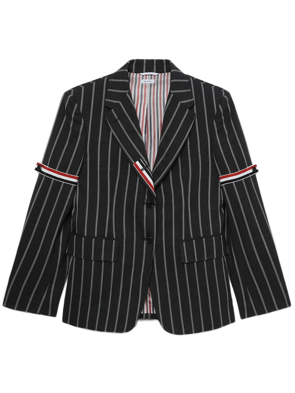 Thom Browne RWB-stripe pinstripe wool blazer - Grey von Thom Browne