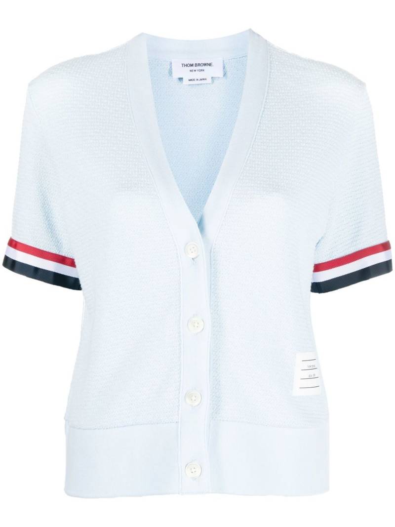 Thom Browne RWB-stripe short-sleeved cardigan - Blue von Thom Browne