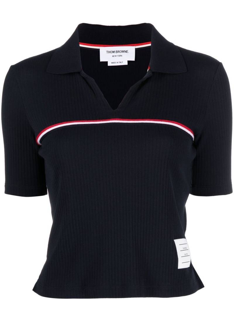 Thom Browne RWB-stripe short-sleeved pólo shirt - Blue von Thom Browne